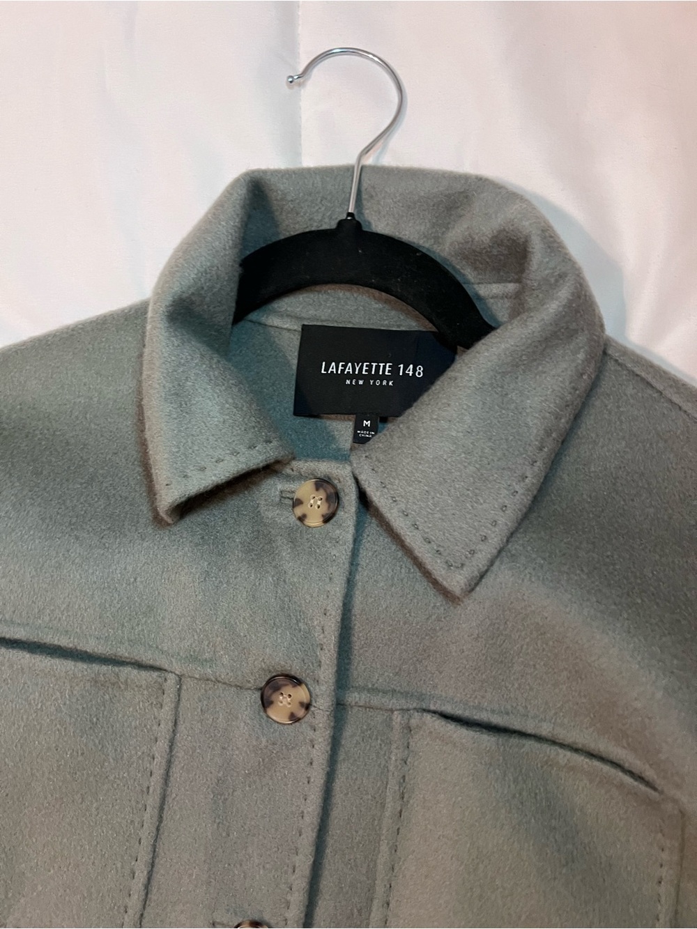 Lafayette 148 New York Light Gray Button-Up Wool Jacket